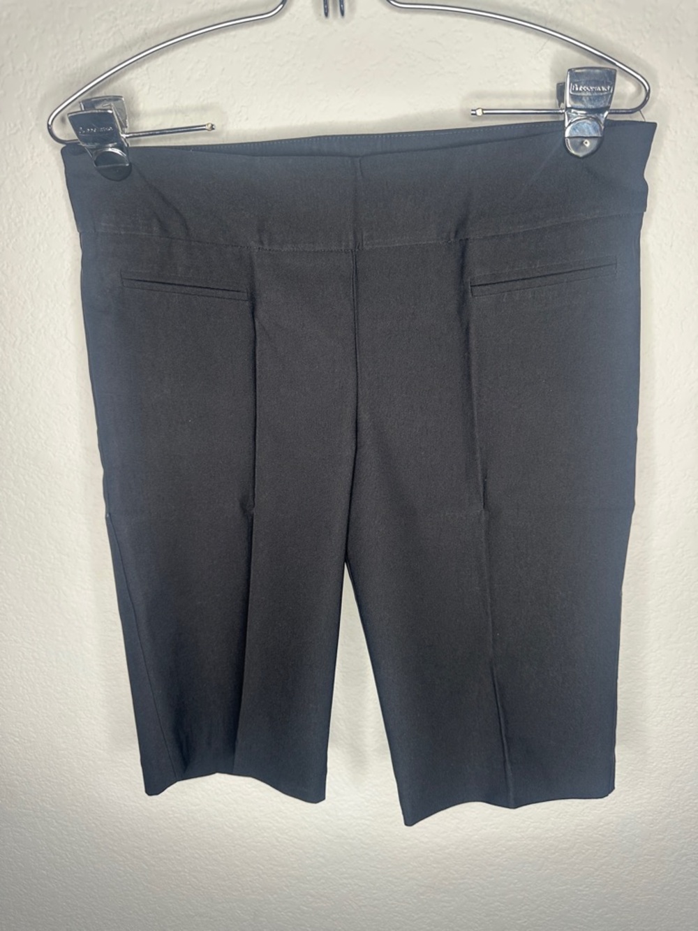 Black Ponte Knit Knee-Length Bermuda Shorts